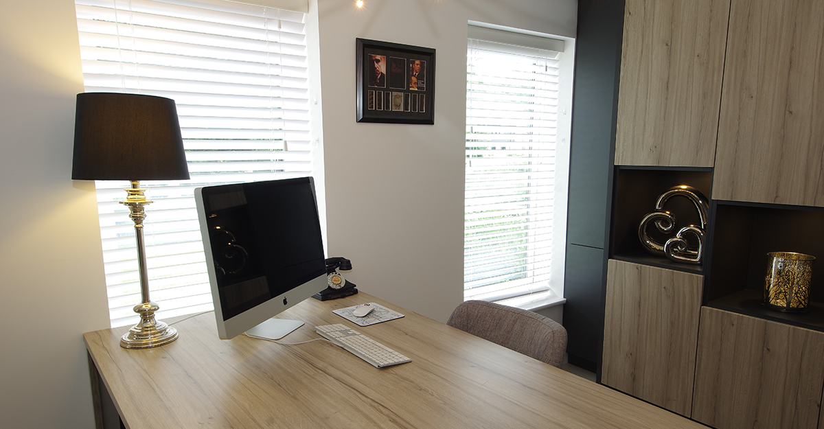 matt dark grey & oak bespoke study
